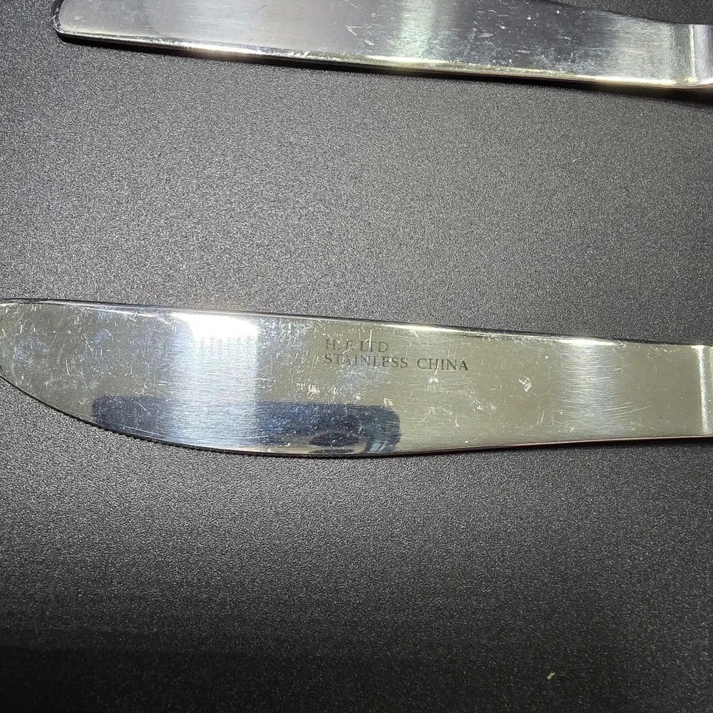 Vintage Hanford Forge LTD Gold Plated Stainless Steel Dinner Knives  Set Of 3